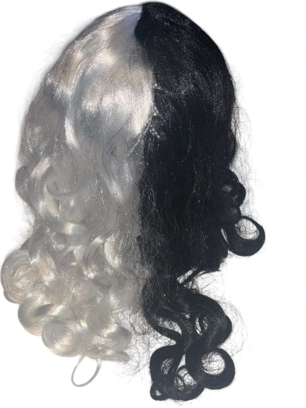 Black & White Two-Tone Curly Wig Costume Cosplay Halloween Cruella